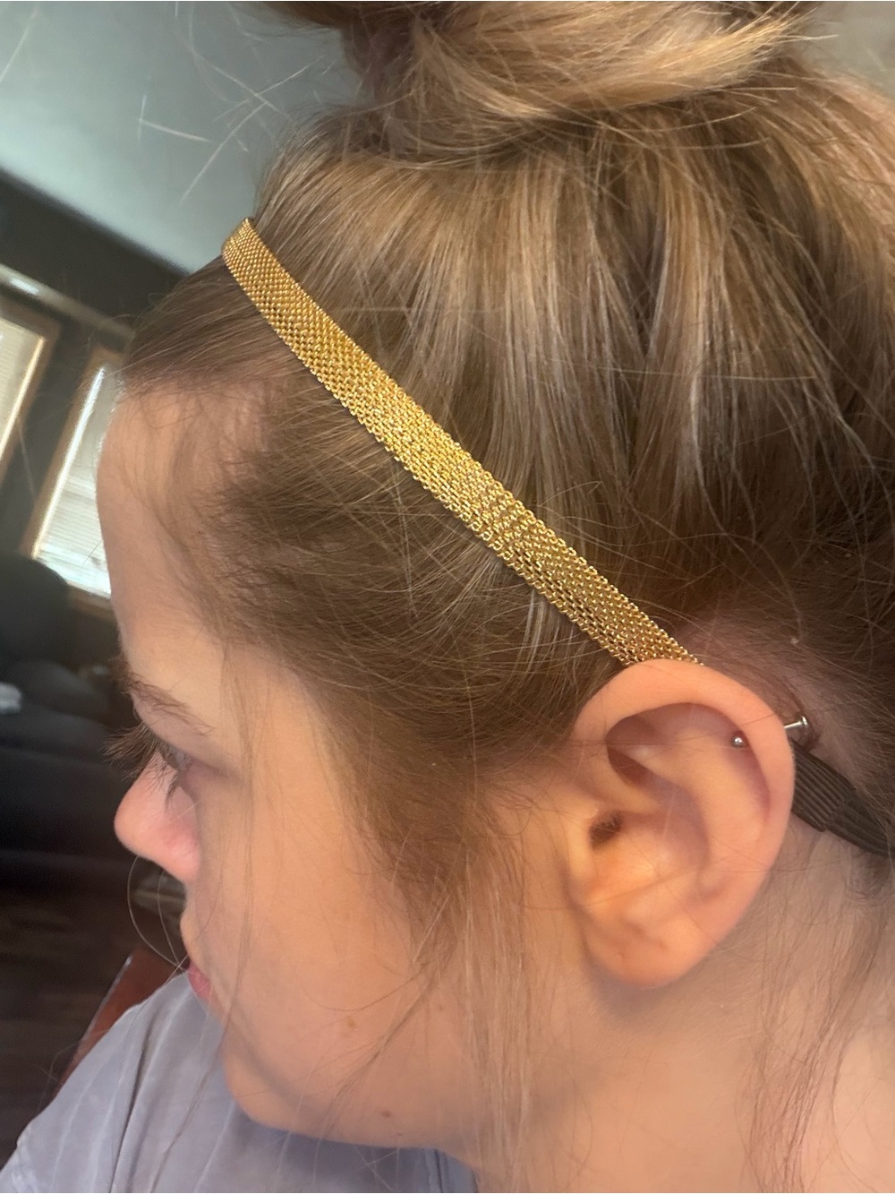 Gold Mesh Headband - Stylish Hair Accessory